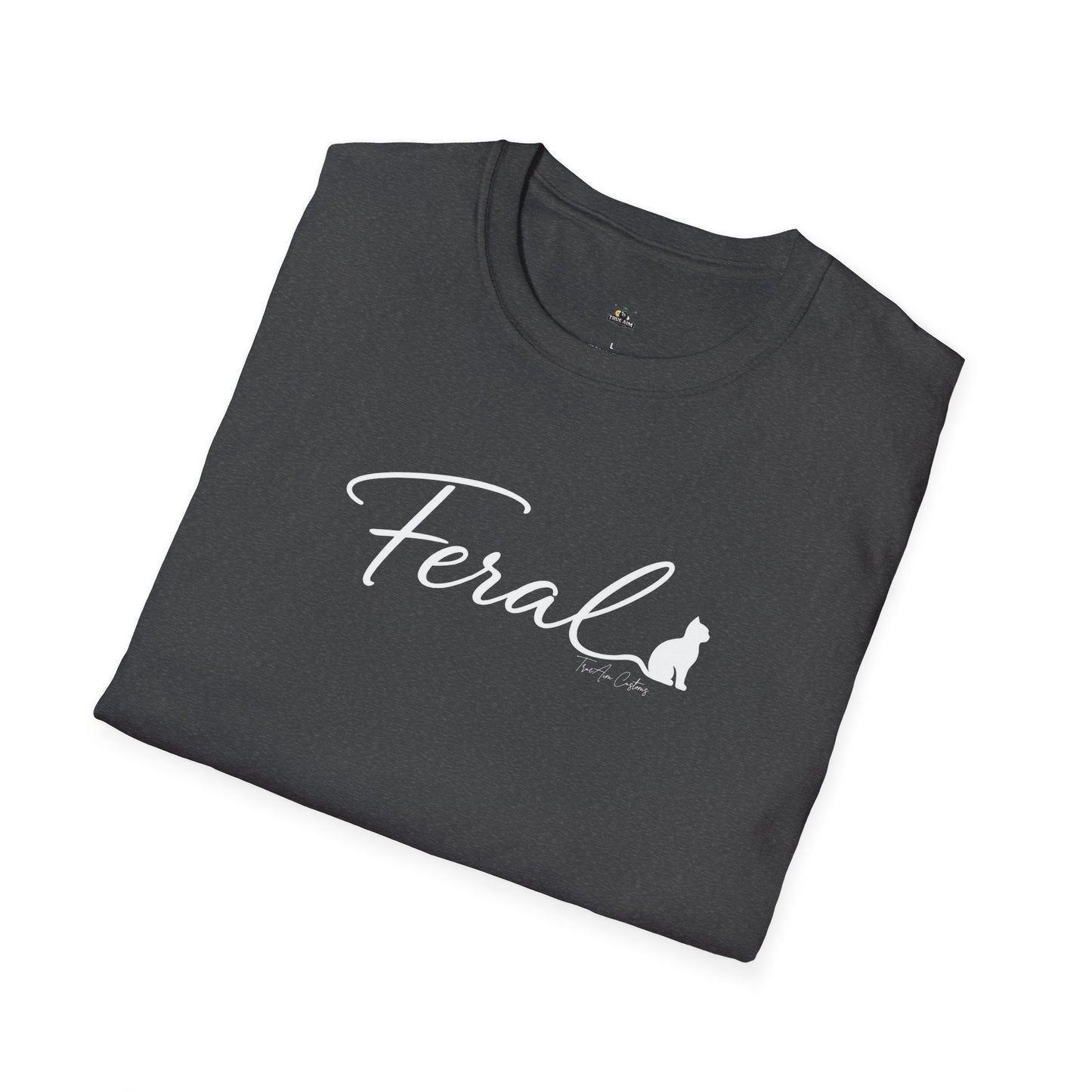 Feral Cat Script Tee — Minimal Cat Silhouette T-Shirt