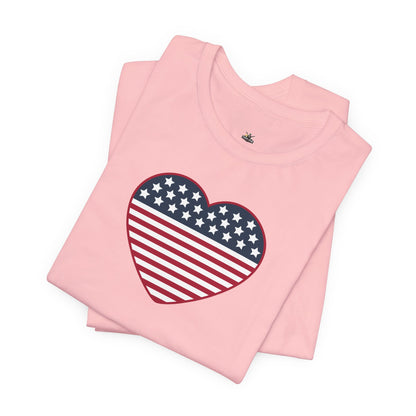 Patriotic Heart T-Shirt — American Flag Heart Tee for 4th of July & Independence Day