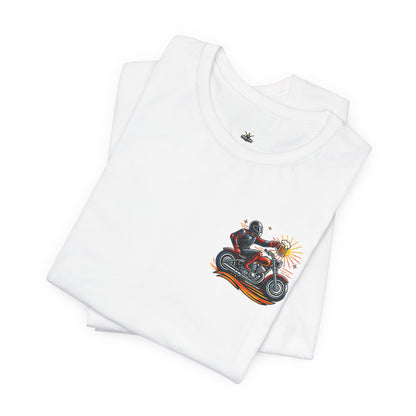 Motorcycle T‑Shirt with Beer Mug Graphic