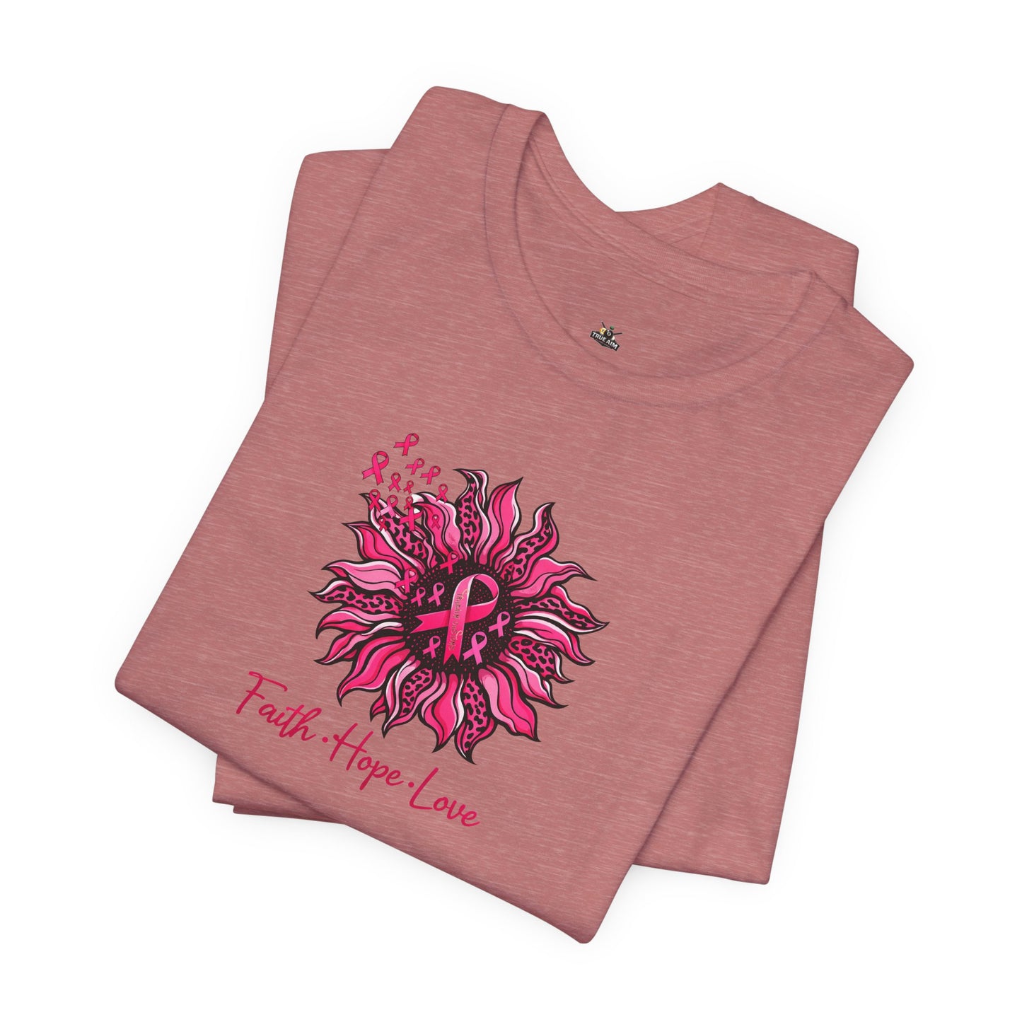 Breast Cancer Awareness Tee — Faith • Hope • Love Pink Ribbon Floral T‑Shirt
