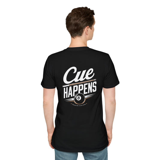 Cue Happens T-Shirt — Pool Billiards Graphic Tee (True Aim)