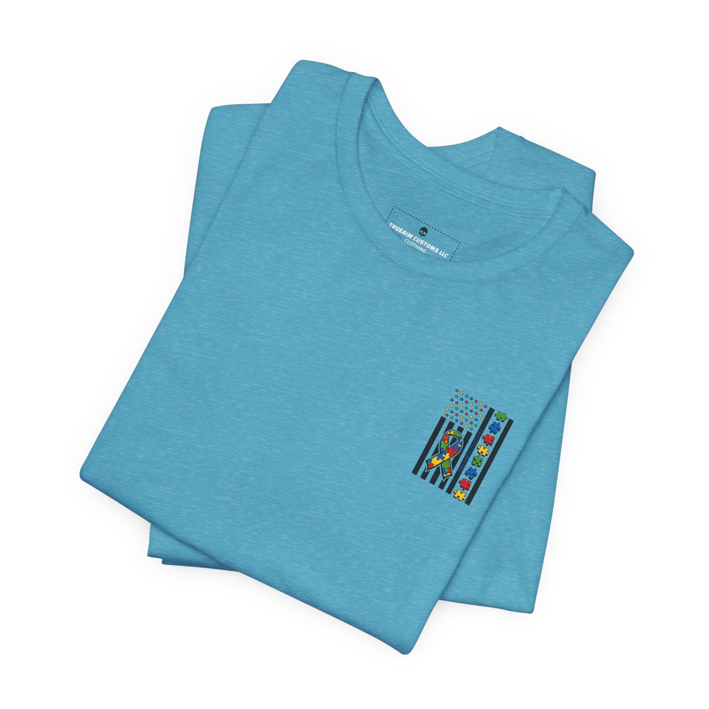 Autism Awareness Flag T-Shirt — Puzzle Ribbon Support Tee