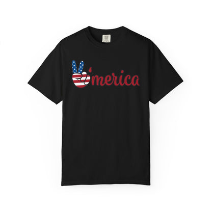 'Merica Peace Sign T-shirt – American Flag Patriotic Tee for 4th of July