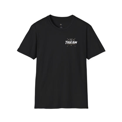 TrueAim Customs Billiards Logo T-Shirt — Pool Cue & 8-Ball Graphic Tee