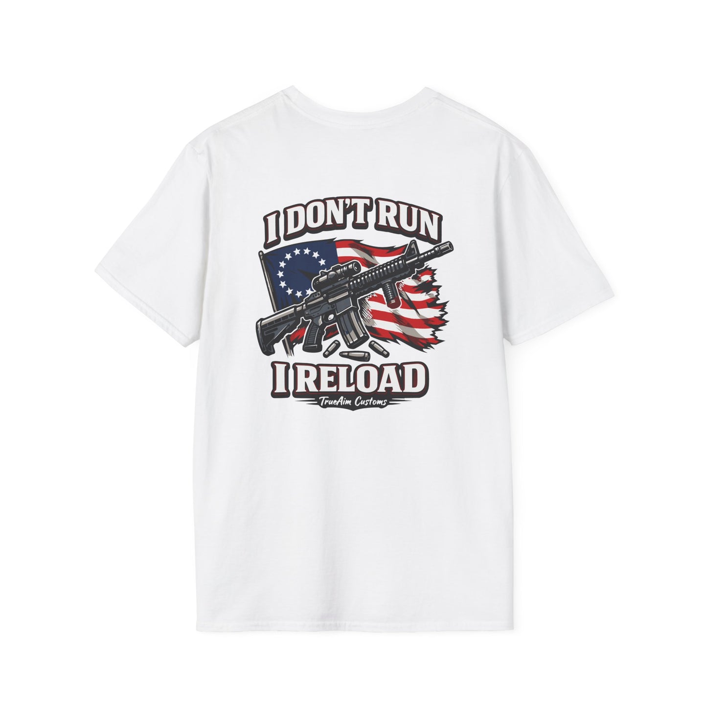 American Flag, AR 15- I don't run I reload 2A tee shirt unisex