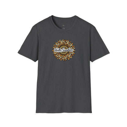 Hello Sunshine Leopard print sunflower unisex tee shirt