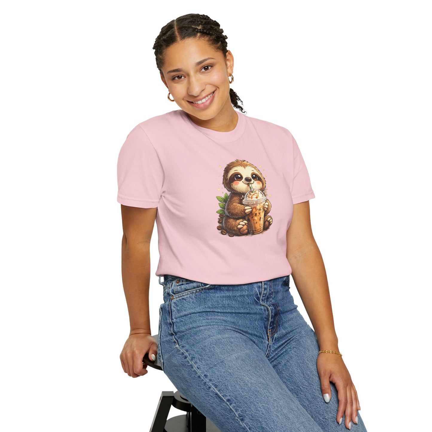 Cute Sloth Holding Coffee T-Shirt — Adorable Cozy Animal Tee