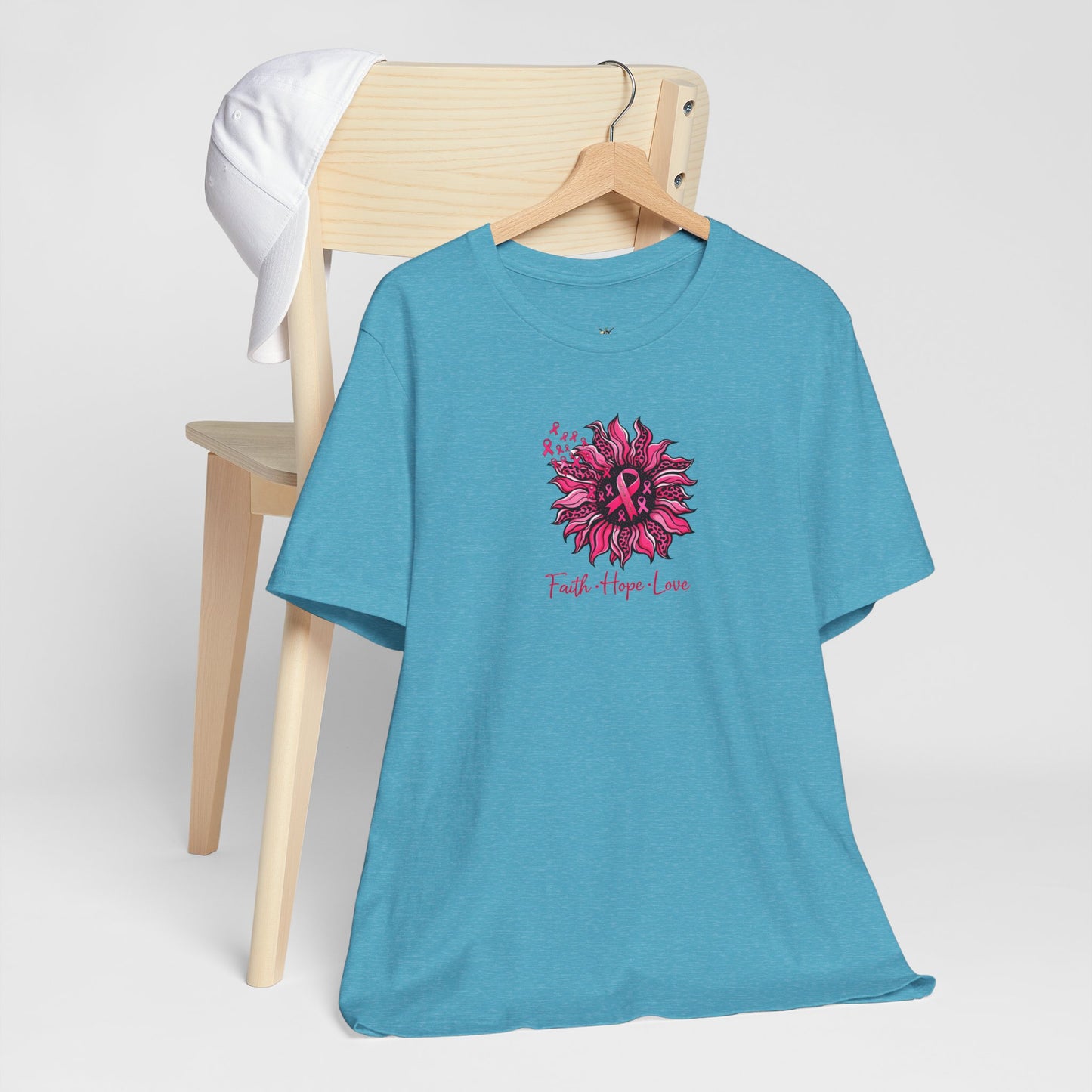 Faith Hope Love Floral Tee — Inspirational Women's Short Sleeve Shirt