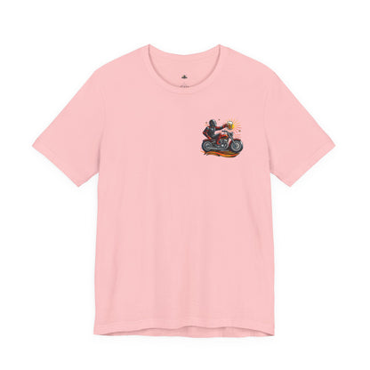 Motorcycle T‑Shirt with Beer Mug Graphic