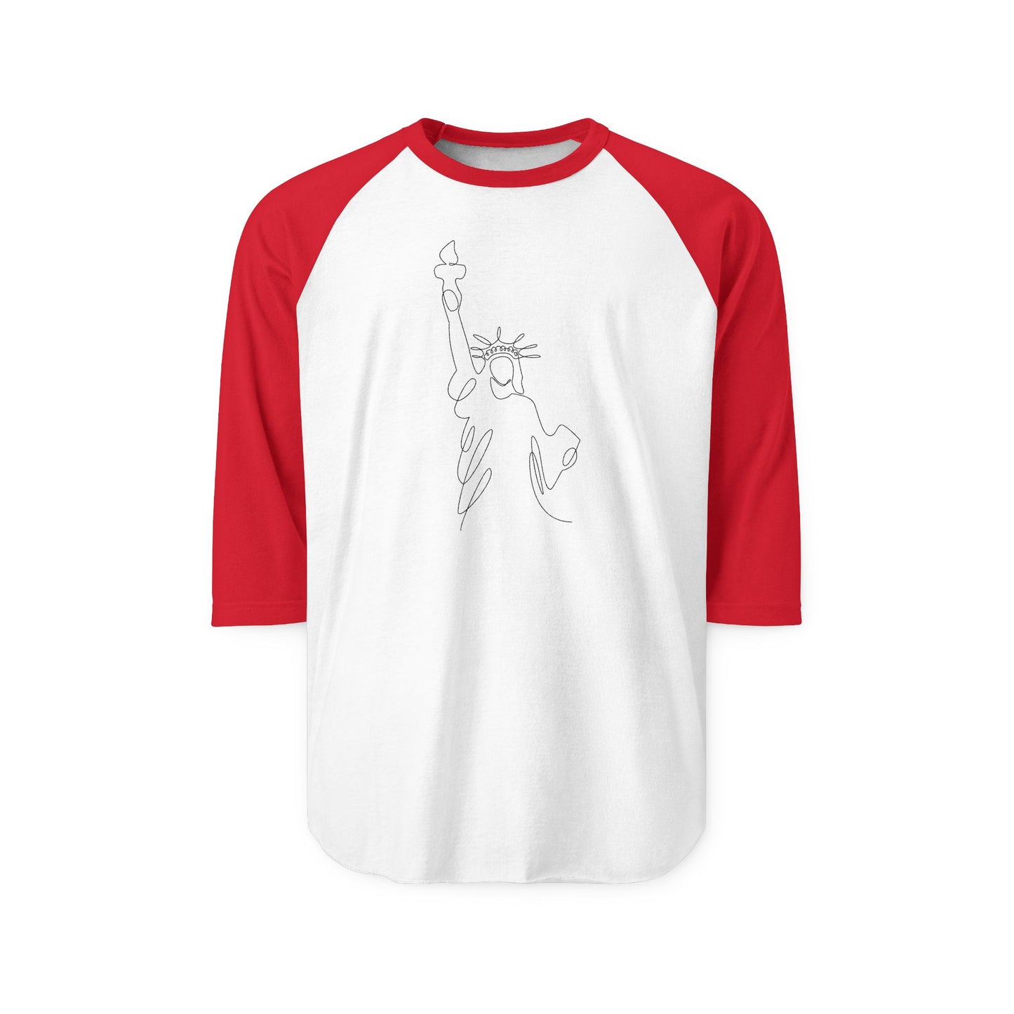 Statue of Liberty Line Art Raglan Shirt - Minimalist NYC Pride 3/4 Sleeve