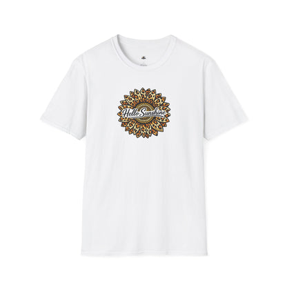 Hello Sunshine Leopard print sunflower unisex tee shirt
