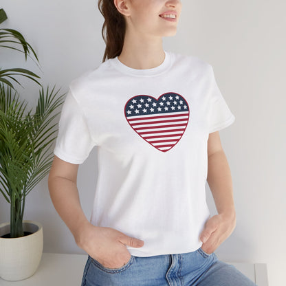 Patriotic Heart T-Shirt — American Flag Heart Tee for 4th of July & Independence Day