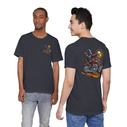 Motorcycle T‑Shirt with Beer Mug Graphic