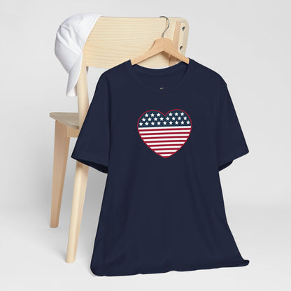 Patriotic Heart T-Shirt — American Flag Heart Tee for 4th of July & Independence Day