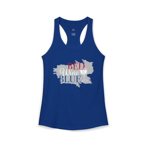 Women's Bed, Wine, Blue 4th of July Racerback Tank