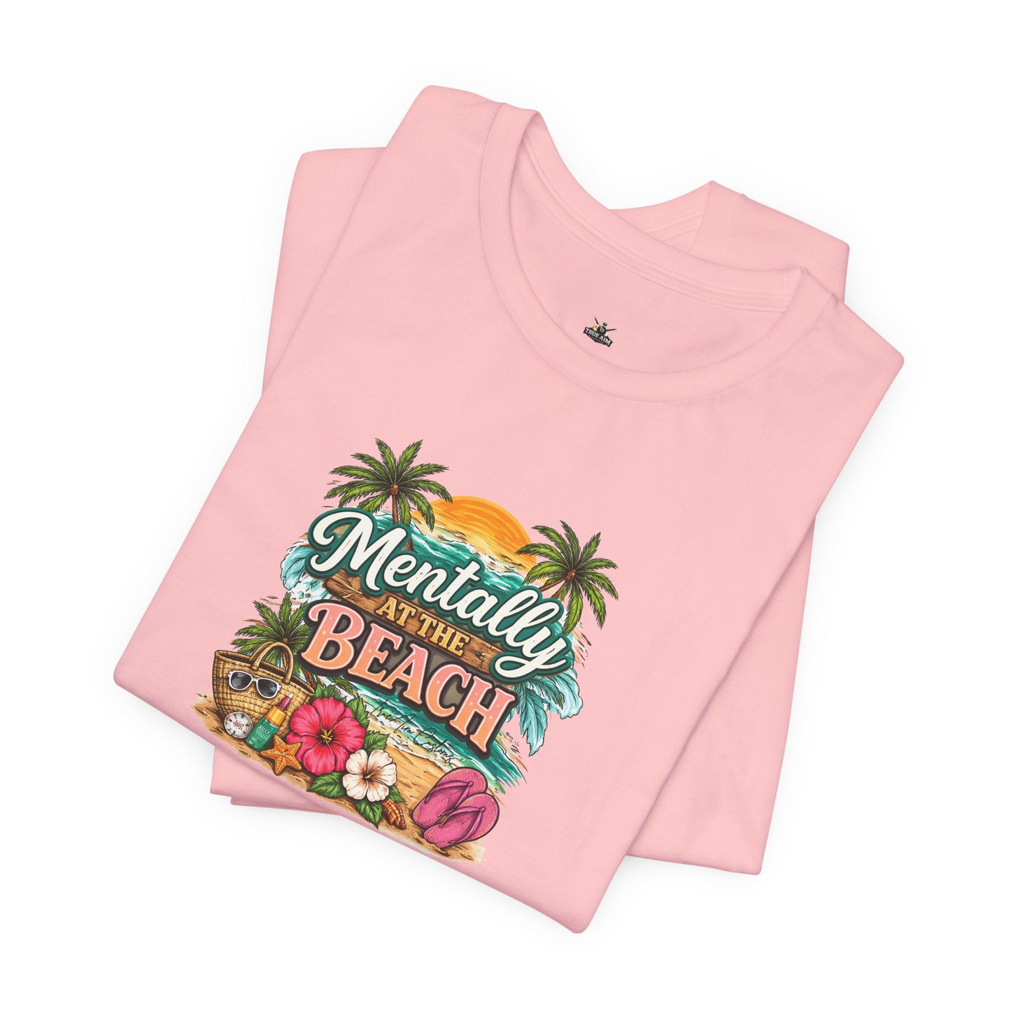 Mentally at the Beach Tee – Tropical Sunset Palm Vacation T-Shirt