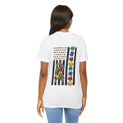 Autism Awareness Flag T-Shirt — Puzzle Ribbon Support Tee