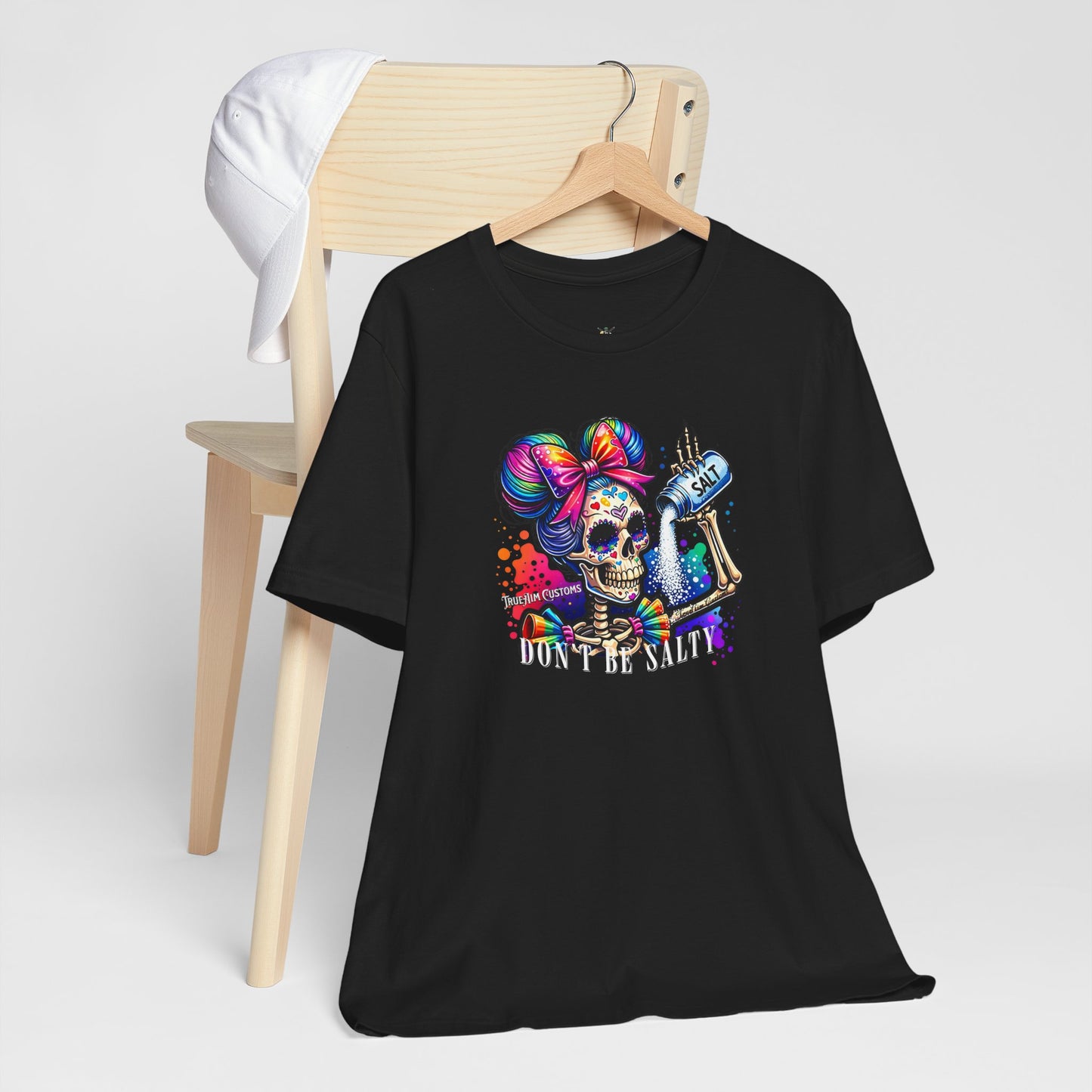 Don't Be Salty Skull Tee — Colorful Rainbow Skeleton Graphic T-Shirt