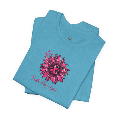 Faith Hope Love Floral Tee — Inspirational Women's Short Sleeve Shirt