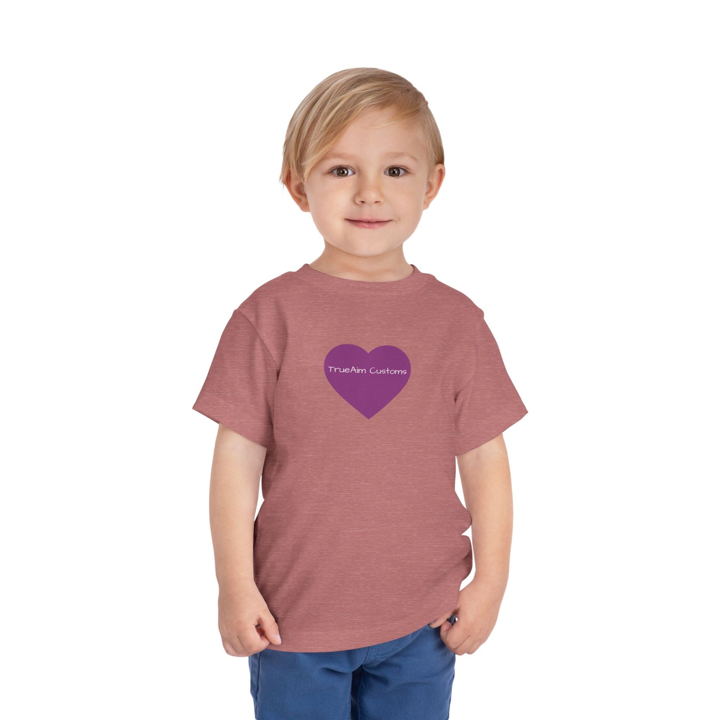 Toddler Tee — Purple Heart Graphic Kids Shirt, Cute Valentine's or Everyday Baby Gift
