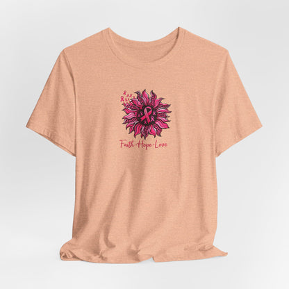 Faith Hope Love Floral Tee — Inspirational Women's Short Sleeve Shirt
