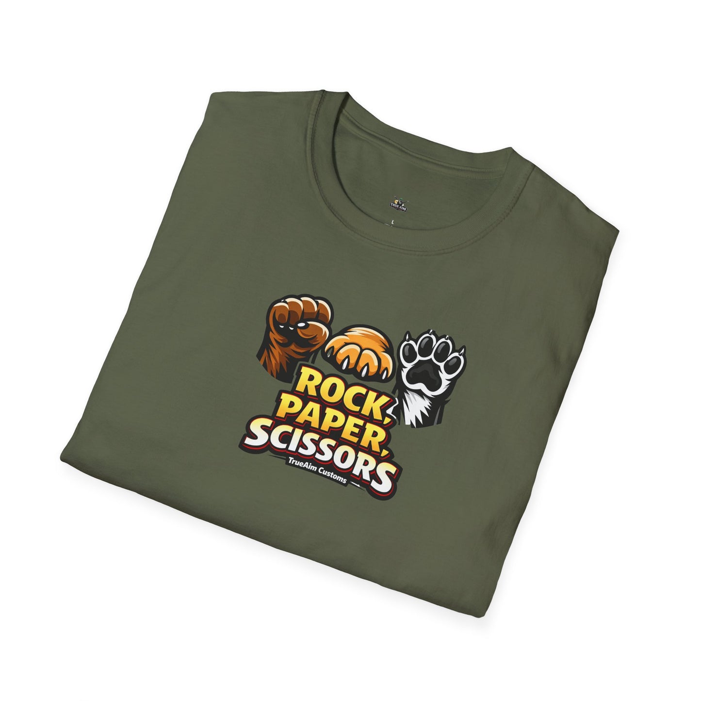 Rock Paper Scissors Paw Print T-Shirt — Cute Animal Game Graphic Tee