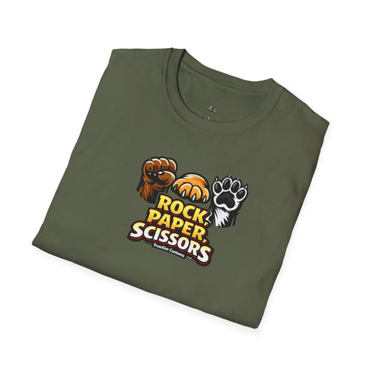 Rock Paper Scissors Paw Print T-Shirt — Cute Animal Game Graphic Tee