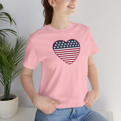 Patriotic Heart T-Shirt — American Flag Heart Tee for 4th of July & Independence Day
