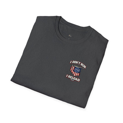 American Flag, AR 15- I don't run I reload 2A tee shirt unisex