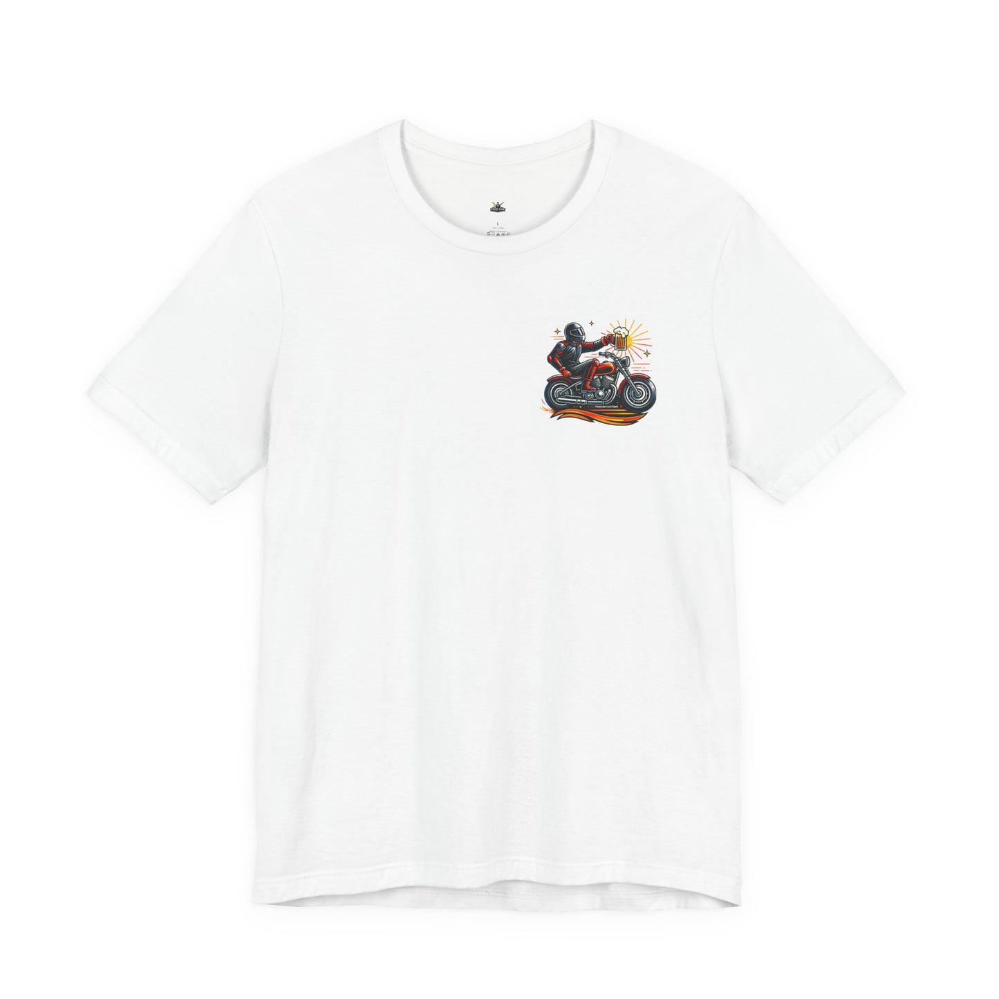 Motorcycle T‑Shirt with Beer Mug Graphic