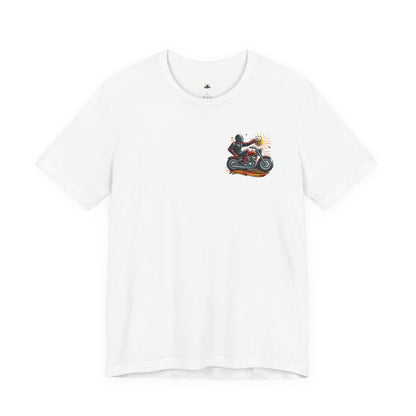 Motorcycle T‑Shirt with Beer Mug Graphic