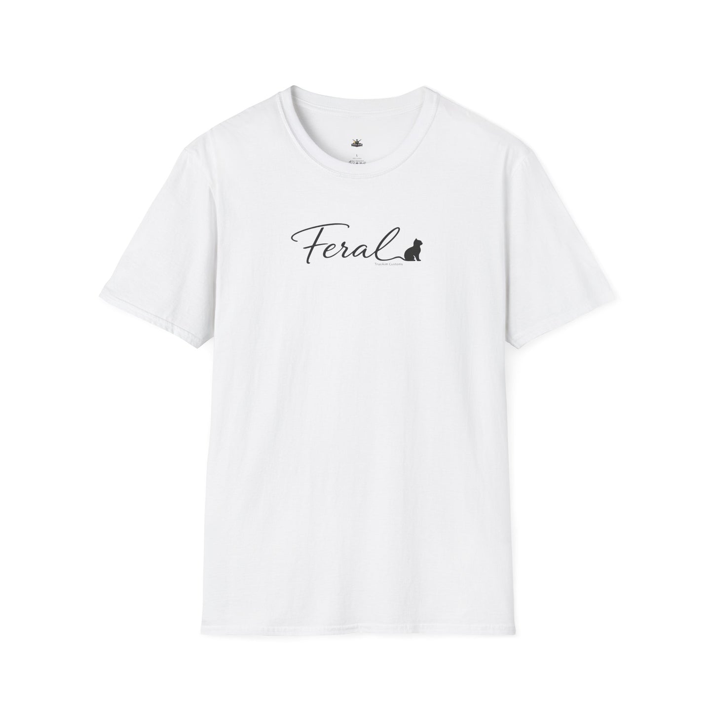 Feral Cat Script Tee — Minimal Cat Silhouette T-Shirt
