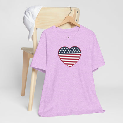 Patriotic Heart T-Shirt — American Flag Heart Tee for 4th of July & Independence Day