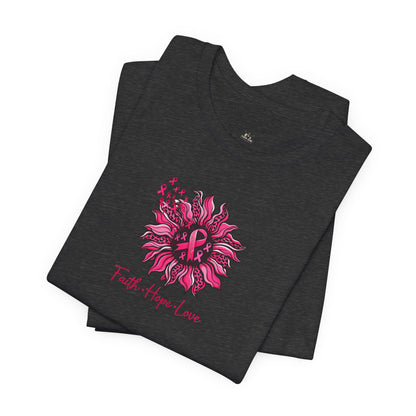 Faith Hope Love Floral Tee — Inspirational Women's Short Sleeve Shirt