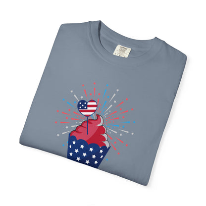Patriotic Cupcake T-Shirt — 4th of July Red White Blue Celebration Tee