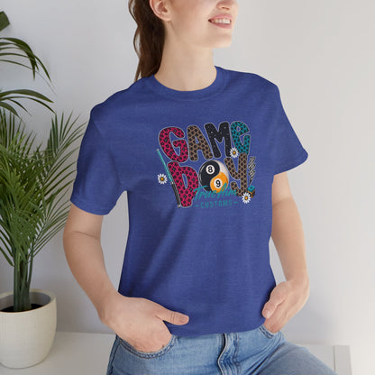 Game Day Pool Tee — "Game Day" Graphic T-Shirt (Back: "Move Over Boys Let This Girl Show You How To Shoot")
