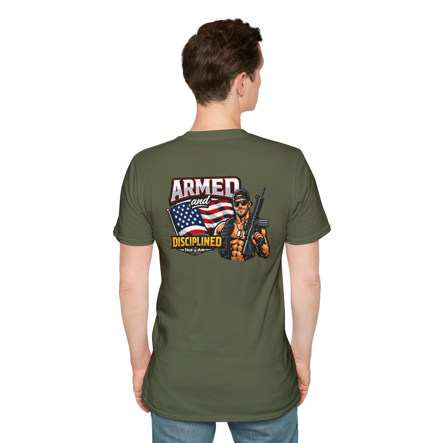 Armed and Disciplined T-Shirt — Patriotic Rifle Graphic Tee