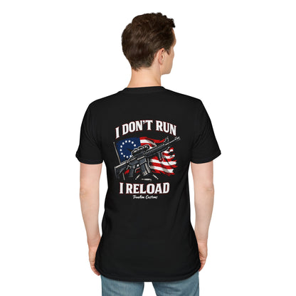American Flag, AR 15- I don't run I reload 2A tee shirt unisex