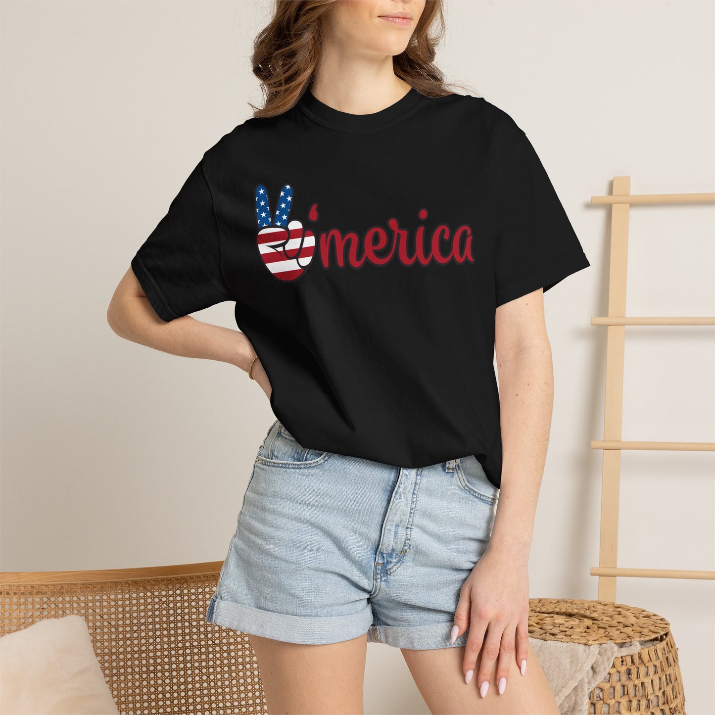 'Merica Peace Sign T-shirt – American Flag Patriotic Tee for 4th of July