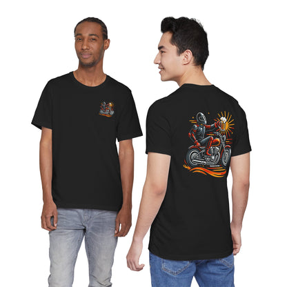 Motorcycle T‑Shirt with Beer Mug Graphic