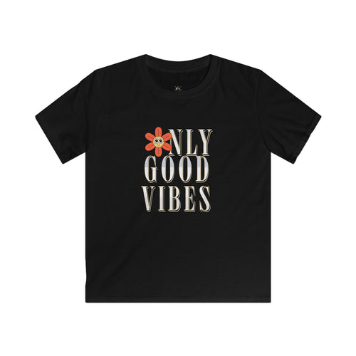Kids Tee - "Only Good Vibes" Retro Flower Graphic