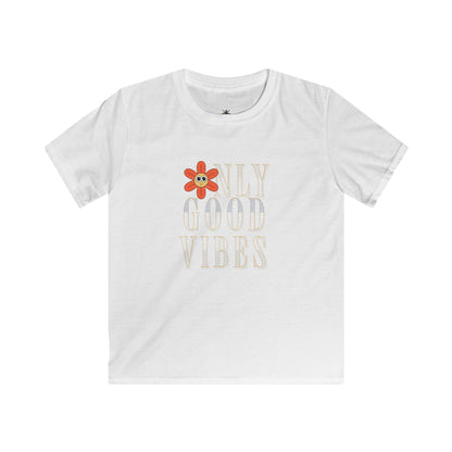 Kids Tee - "Only Good Vibes" Retro Flower Graphic